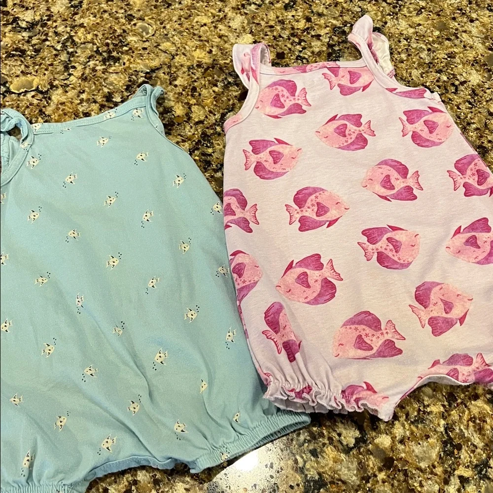 Set of 2 Carter’s Girls Fish Rompers, Size 18 Months